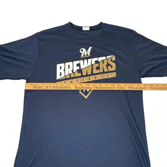 MILWAUKEE BREWERS MEN'S TEE T SHIRT NAVY BLUE MLB Adult M Medium - Picture 5 of 10